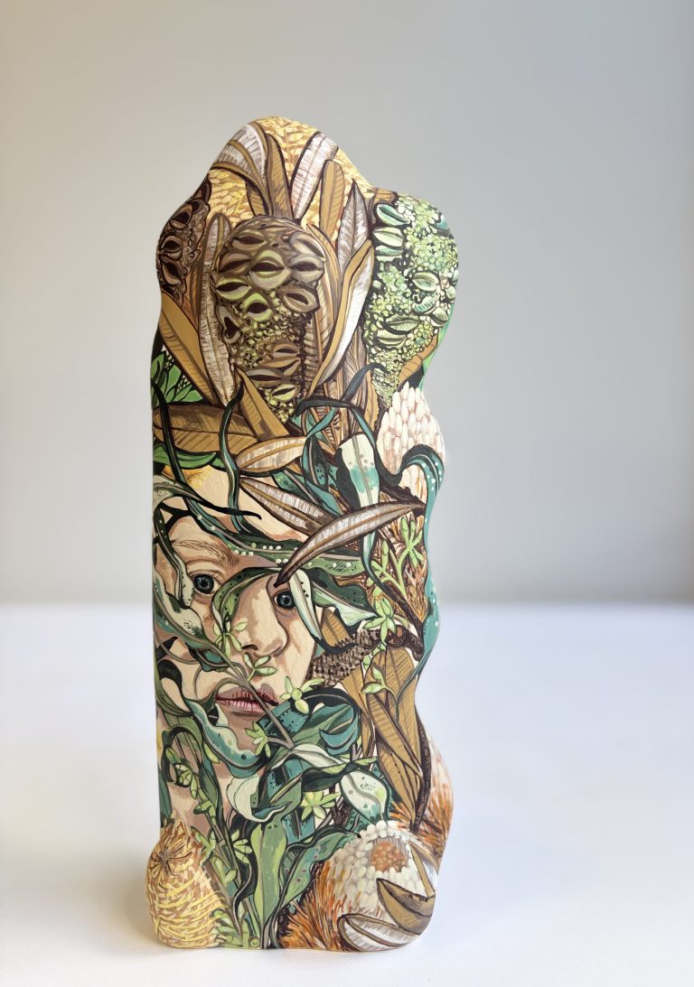 Self Portrait with Blackbird, 2026, H37cm x W14.5cm